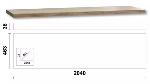 Blat roboczy 204 cm drewniany system C45PRO Beta C45PW/3-2MT 3