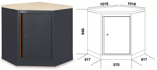 Moduł narożny z drewnianym blatem system C45PRO Beta C45PRO2.0/CAI/W 2