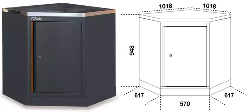Moduł narożny ze stalowym blatem system C45PRO Beta C45PRO2.0/CAI/X 2