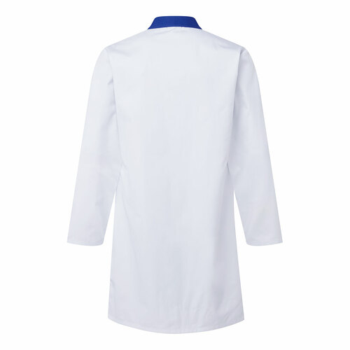 Fartuch dla przemysłu spożywczego bez kieszeni, kolor biały/niebieski, rozmiar L 2