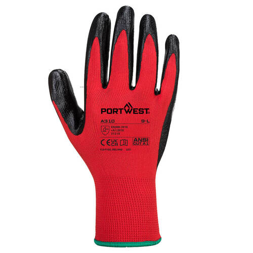 Rękawica Flexo Grip powlekana nitrylem, kolor czerwony/czarny, rozmiar M 2