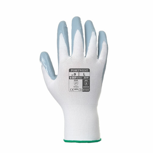 Rękawica Flexo Grip powlekana nitrylem w opakowaniu detalicznym, kolor szary/biały, rozmiar XXL 2
