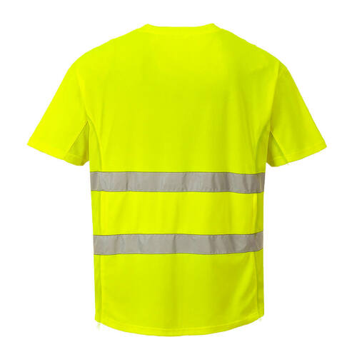Ostrzegawczy T-shirt z panelami z siatki, kolor żółty, rozmiar M 2