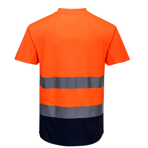 Dwukolorowy t-shirt siatkowy, kolor pomarańczowy/granat, rozmiar M 2