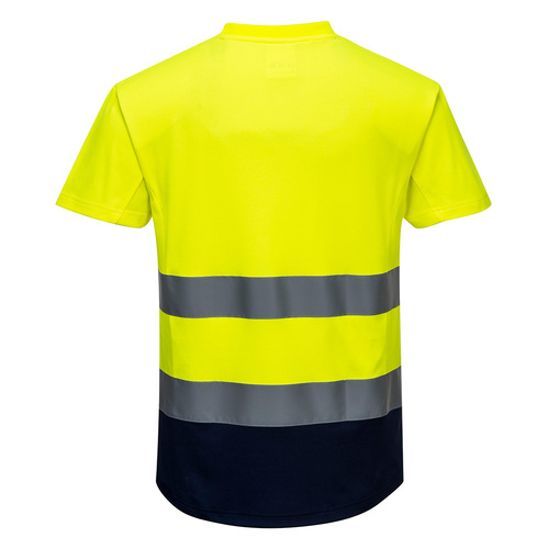 Dwukolorowy t-shirt siatkowy, kolor żółty/granatowy, rozmiar S 2