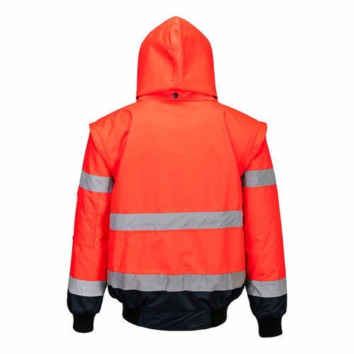 Kontrastowa kurtka ostrzegawcza Bomber 3 w 1, kolor czerwony/granat, rozmiar XXXL 2