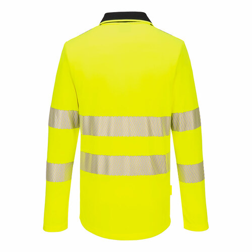 Koszulka ostrzegawcza polo DX4 z długimi rękawem, kolor żółty/czarny, rozmiar XL 2