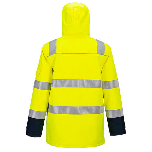 Trudnopalna i antystatyczna kurtka ostrzegawcza Bizflame Rain + Light Arc, kolor żółty/granatowy, rozmiar XL 2