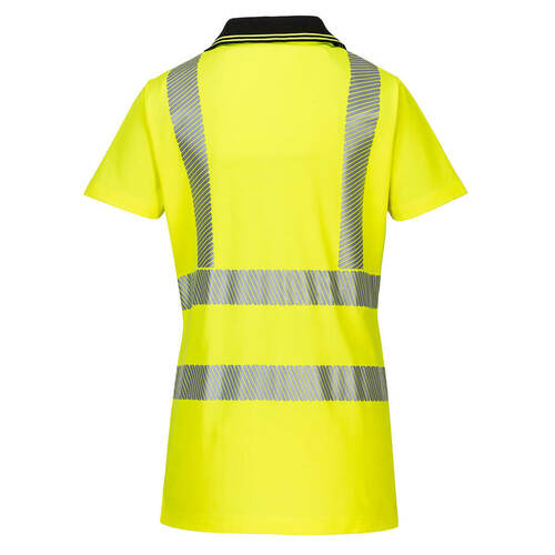 Damska koszulka ostrzegawcza polo, kolor żółty/czarny, rozmiar XL 2