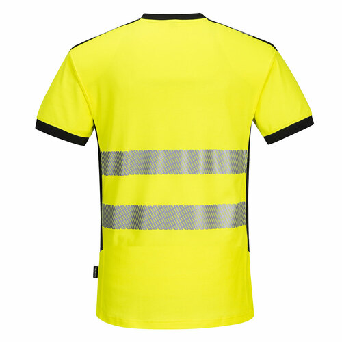 T-shirt ostrzegawczy PW3 z dekoltem w szpic, kolor żółty/czarny, rozmiar S 2