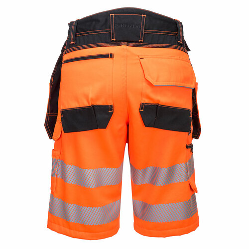 Krótkie spodnie ostrzegawcze PW3 z kieszeniami kaburowymi, kolor pomarańczowy/czarny, rozmiar 33 2