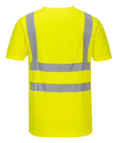 T-SHIRT W SEREK ZE WSTAWKAMI Z SIATKI, kolor żółty, rozmiar XXXL 2