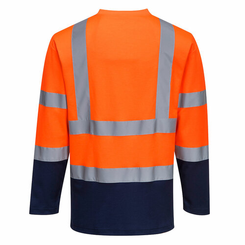 Dwukolorowa koszulka t-shirt Cotton Comfort z długimi rękawami, kolor pomarańczowy/granat, rozmiar XXXL 2