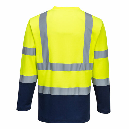 Dwukolorowa koszulka t-shirt Cotton Comfort z długimi rękawami, kolor żółty/granatowy, rozmiar XL 2