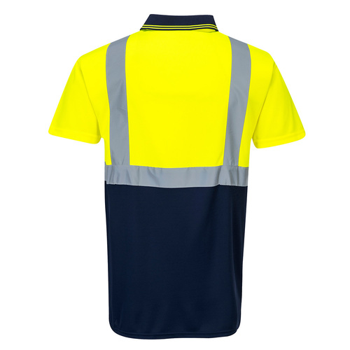Dwukolorowa koszulka ostrzegawcza polo, kolor żółty/granatowy, rozmiar XXXL 2