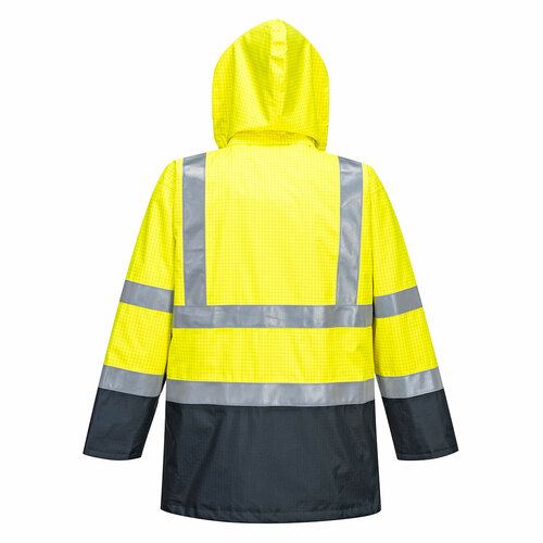 Wielofunkcyjna i wodoodporna kurtka ostrzegawcza BizFlame Rain, kolor żółty/granatowy, rozmiar XXXL 2
