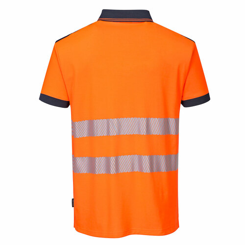 Koszulka Polo ostrzegawcza PW3, kolor pomarańczowy/granat, rozmiar L 2