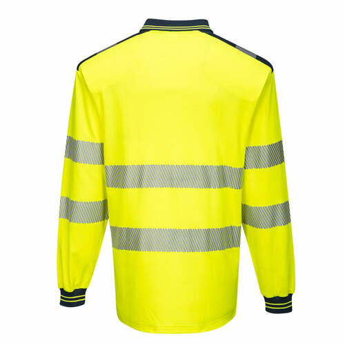 Koszulka ostrzegawcza polo PW3 z długim rękawem, kolor żółty/granatowy, rozmiar L 2