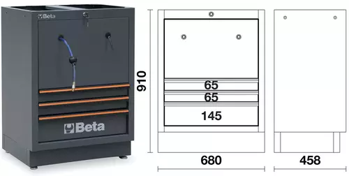 Zestaw mebli warsztatowych z drewnianym blatem system C45PRO Beta C45PRO2.0/FW 11