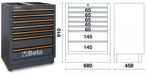 Zestaw mebli warsztatowych ze stalowym blatem system C45PRO Beta C45PRO2.0/GX 10