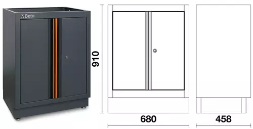 Zestaw mebli warsztatowych ze stalowym blatem system C45PRO Beta C45PRO2.0/GX 13