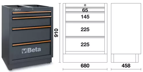 Zestaw mebli warsztatowych z drewnianym blatem system C45PRO Beta C45PRO2.0/HW 10