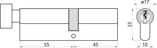 Wkładka bębenkowa z gałką 55g/45 GERDA nikiel 2