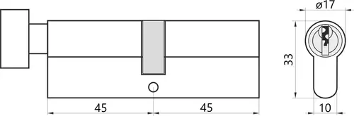 Wkładka bębenkowa z gałką 45g/45 GERDA mosiądz 2