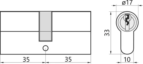 Wkładka bębenkowa 35/35 GERDA H-PLUS BLT nikiel/satyna 3