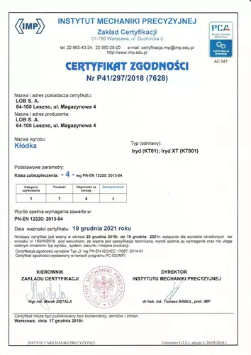 Kłódka znalowa trzpieniowa atestowana IRYD XT LOB KT601 BLT 3