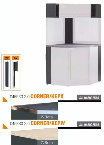 Moduł do rozbudowy zestaw narożny kompletny z drewnianym blatem system C45PRO Beta C45PRO2.0CORNER/KEPW 2