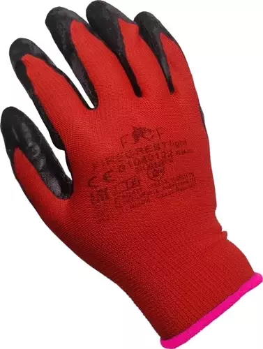 Rękawice nylonowe powlekane czerwono-czarne Firecrest Light rozmiar 9 3