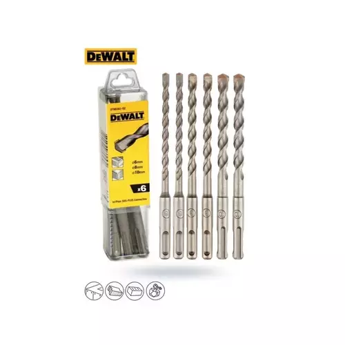 Zestaw 6 wierteł do betonu ø6,8,10 mm SDS+ DeWalt DT60302 2