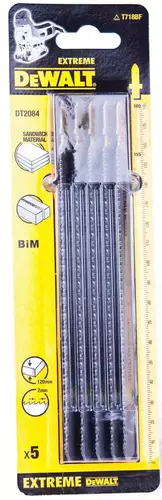 Zestaw 5 brzeszczotów 180mm do cięcia płyt warstwowych i metalu DeWalt DT2084 2