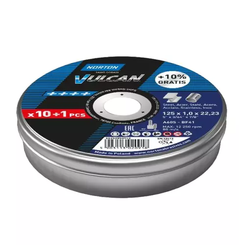 Pakiet 10 szt. tarcz do cięcia Norton Vulcan 125 x 1 + 1 sztuka tarczy Gratis! 2