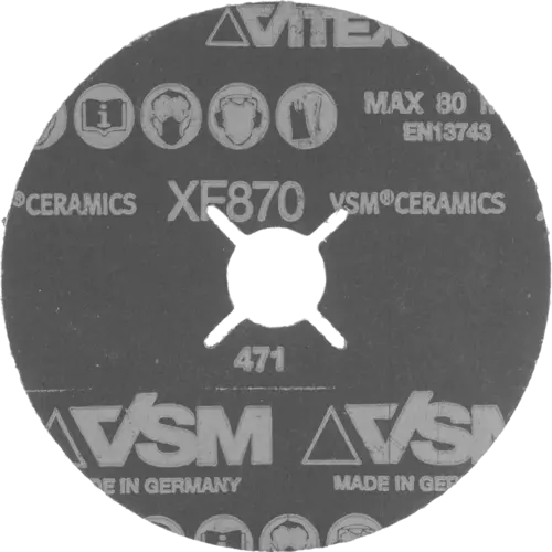 Krążek fibrowy do aluminium XF870 VSM CERAMICS 125x22mm P100 promienisty VSM 3