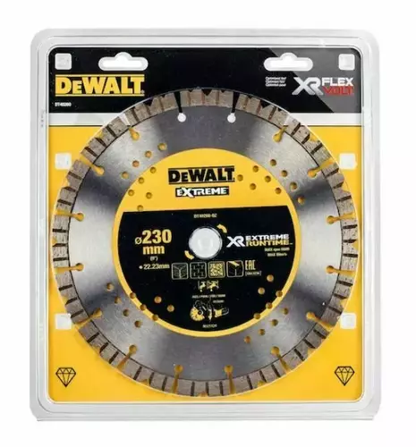 Tarcza diamentowa segmentowa do szybkiego ciecia betonu, do szlifierek kątowych ø230x2,0mm, DeWalt DT40260 3
