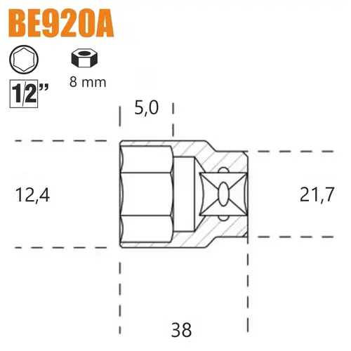 Nasadka 1/2" 8mm 2