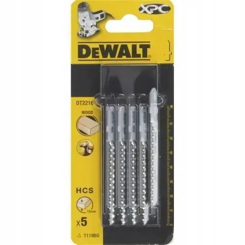 Zestaw 5 szt. brzeszczotów do wyrzynarek 82mm do szybkiego, krzywoliniowego cięcia drewna DeWalt DT2216 5