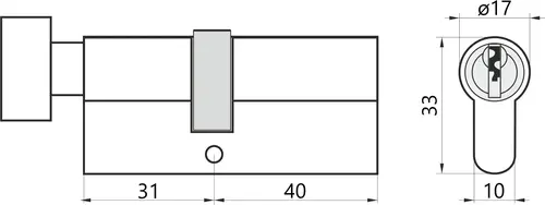Komplet wkładek system jeden klucz 31/40Z+31g/40 satyna M&D-WA 3