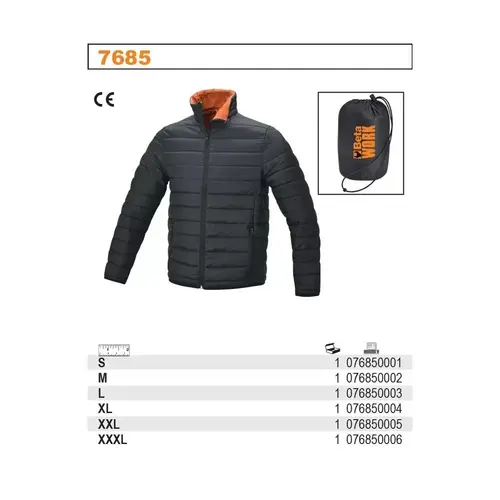 Kurtka krótka, wykonana z nylonu 20D, pikowana w worku-pokrowcu Beta czarna roz. S 4