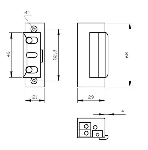 Elektrozaczep R4 12V DC - z blokadą, zmniejszony pobór prądu ELP 2