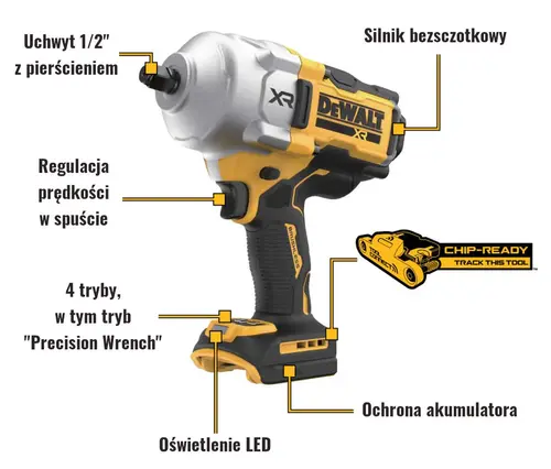 Klucz udarowy 1/2" 1626Nm 18V 2x5,0Ah + walizka + ładowarka DeWalt DCF961H2T 7