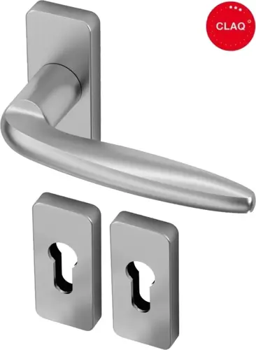 Klamka jednostronna Kobe szyld prostokątny 74x33mm Claq8 + szyld WB (2 szt.), chrom matowy 2