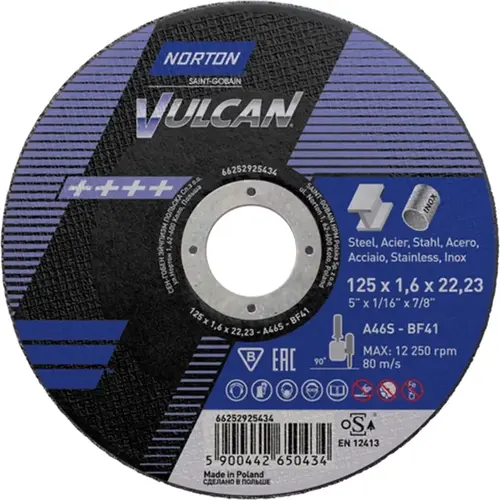 Pakiet 10 szt. tarcz do cięcia Norton Vulcan ø125x1,6 + 1 sztuka tarczy Gratis! 2