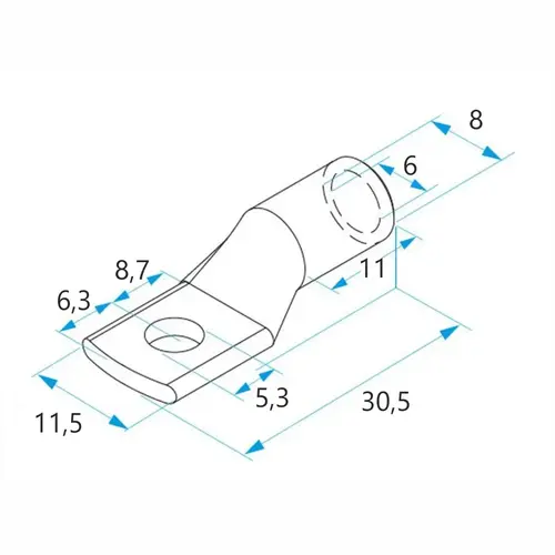 Końcówka kablowa oczkowa rurowa miedziana cynowana, 16/5, 16 mm², ø5, 100 szt. BM015251 2
