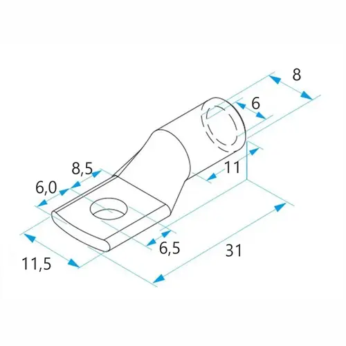 Końcówka kablowa oczkowa rurowa miedziana cynowana, 16/6, 16 mm², ø6, 100 szt. BM015311 2