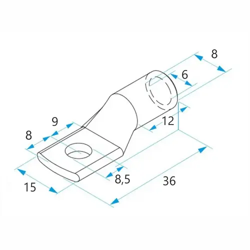 Końcówka kablowa oczkowa rurowa miedziana cynowana, 16/8, 16 mm², ø8, 100 szt. BM015371 2