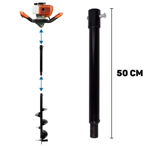 Świder spalinowy + wiertła(10cm,20cm,30cm) + adapter 50cm GEKO 3