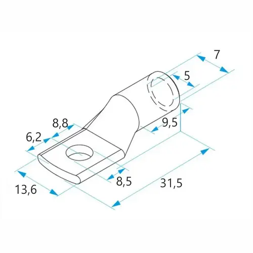 Końcówka kablowa oczkowa rurowa miedziana cynowana, 10/10, 10 mm², ø8, 100 szt. BM 038611 BM014371 2